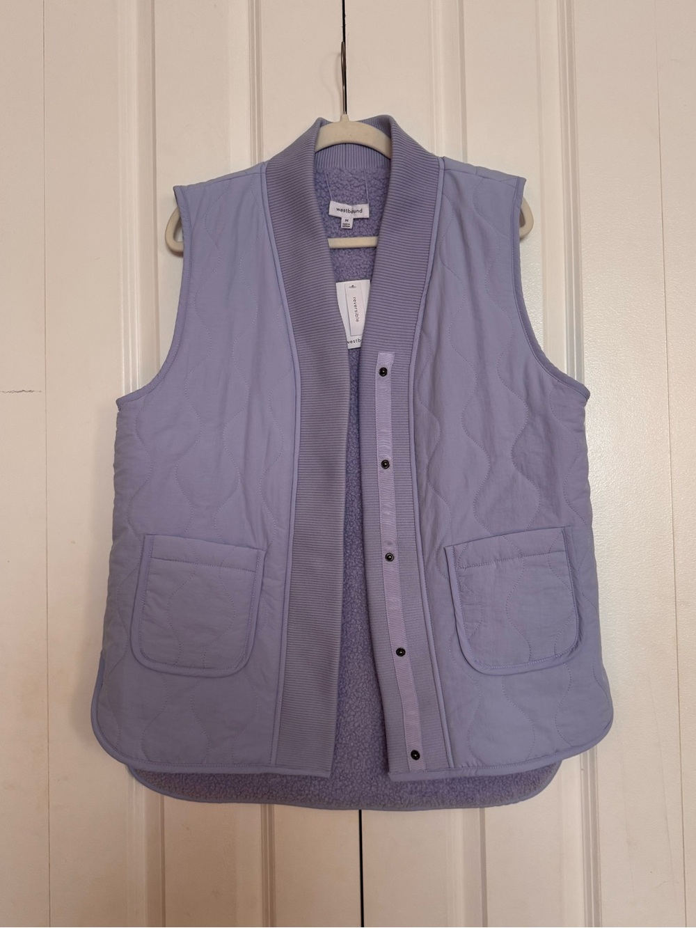 Westbound Reversible V-Neck Quilted Sherpa Snap
lavender purple Vest
